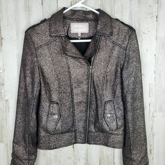Lucy Paris Moto Jacket Bronze Metallic Size Small - Picture 1 of 11